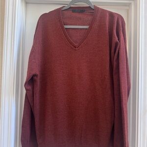 Designer Raffi Men's V-Neck Wool Sweater - Red